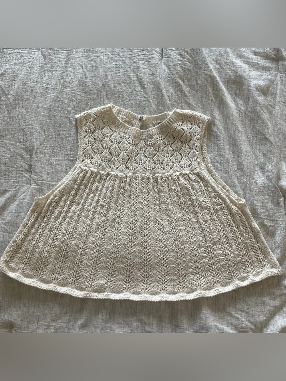Cream Crochet Knit Crop Top